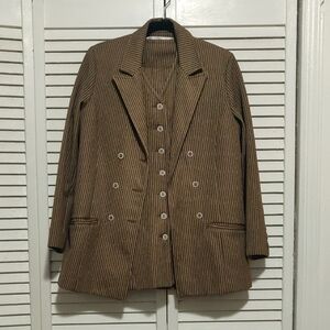 Jantzen Brown and White Striped 3 Piece Set